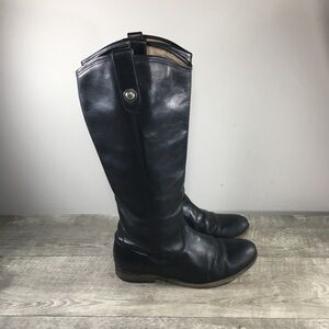 Frye #77167 Melissa Button Leather Womens Black Tall Riding Biker Boots Size 8